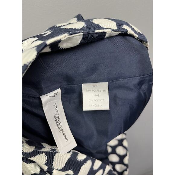 Ann Taylor LOFT Skirt Womens 10 Ikat Polka Dot Navy &‎ White Pencil Retro - Picture 6 of 6